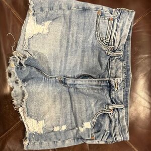 American Eagle Outfitters Blue Distressed Jean Shorts